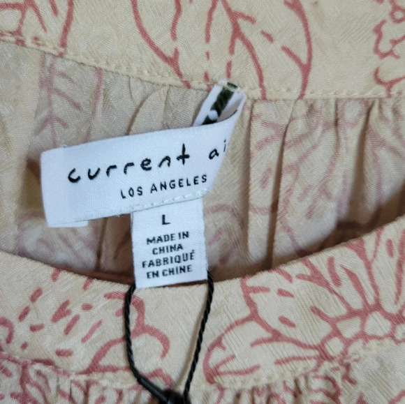 Anthropologie, New Current Air Cream Pink Floral Ruffle Blouse Top Size Large - Picture 13 of 15